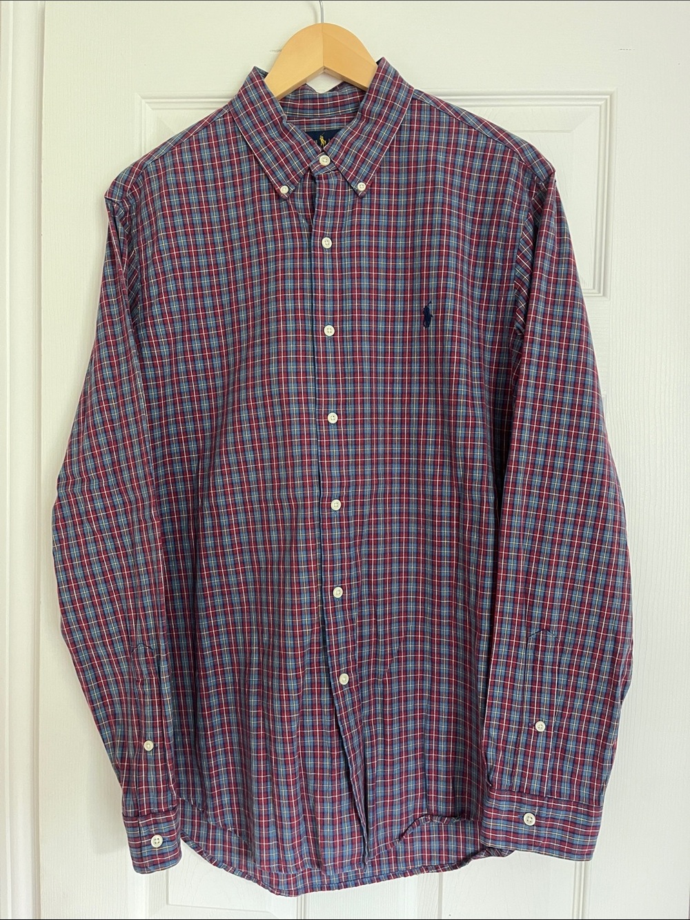 Polo by Ralph Lauren Navy and Red Plaid Button-Down Shirt